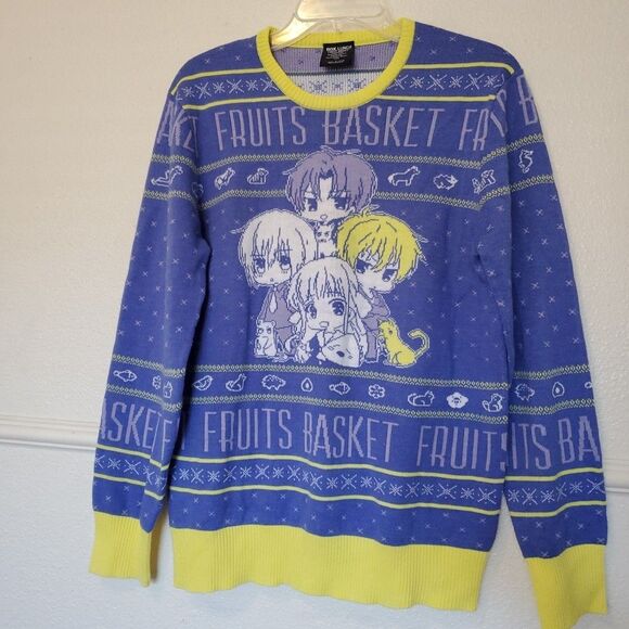 Fruits‎ Basket Large L Ugly Christmas Sweater Blue Anime Manga Boxlunch Acrylic - Picture 5 of 16